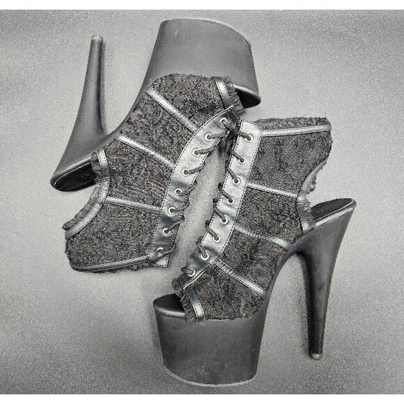 Pleaser Delight Womens Heels 9 Adore Black Mesh Platforms Goth Exotic Dancer - Picture 6 of 10